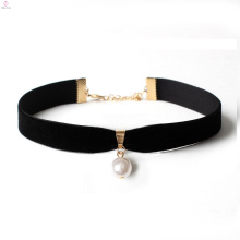 Neueste Design Black Velvet Perlen Halskette, Black Velvet Perle Gold Anhänger Choker Halskette